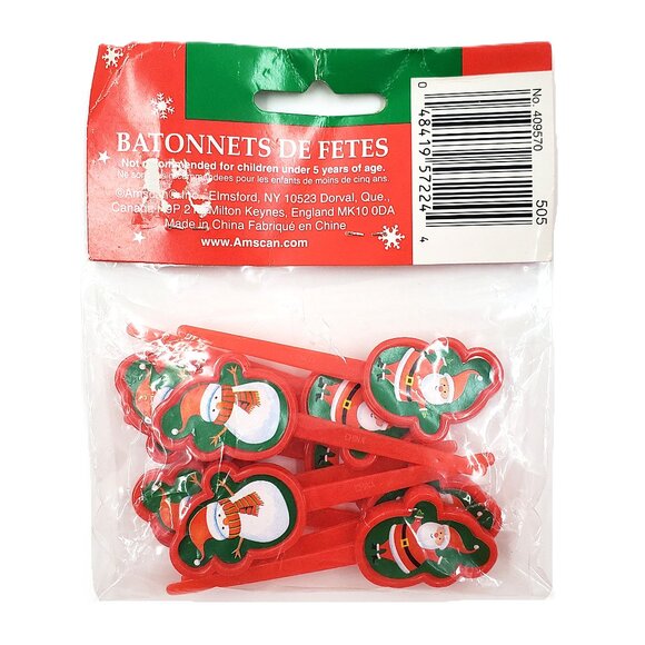 Vintage “Amscan” Santa Claus & Snowman Party Picks – 3 Pack Set – NEW - Picture 3 of 3